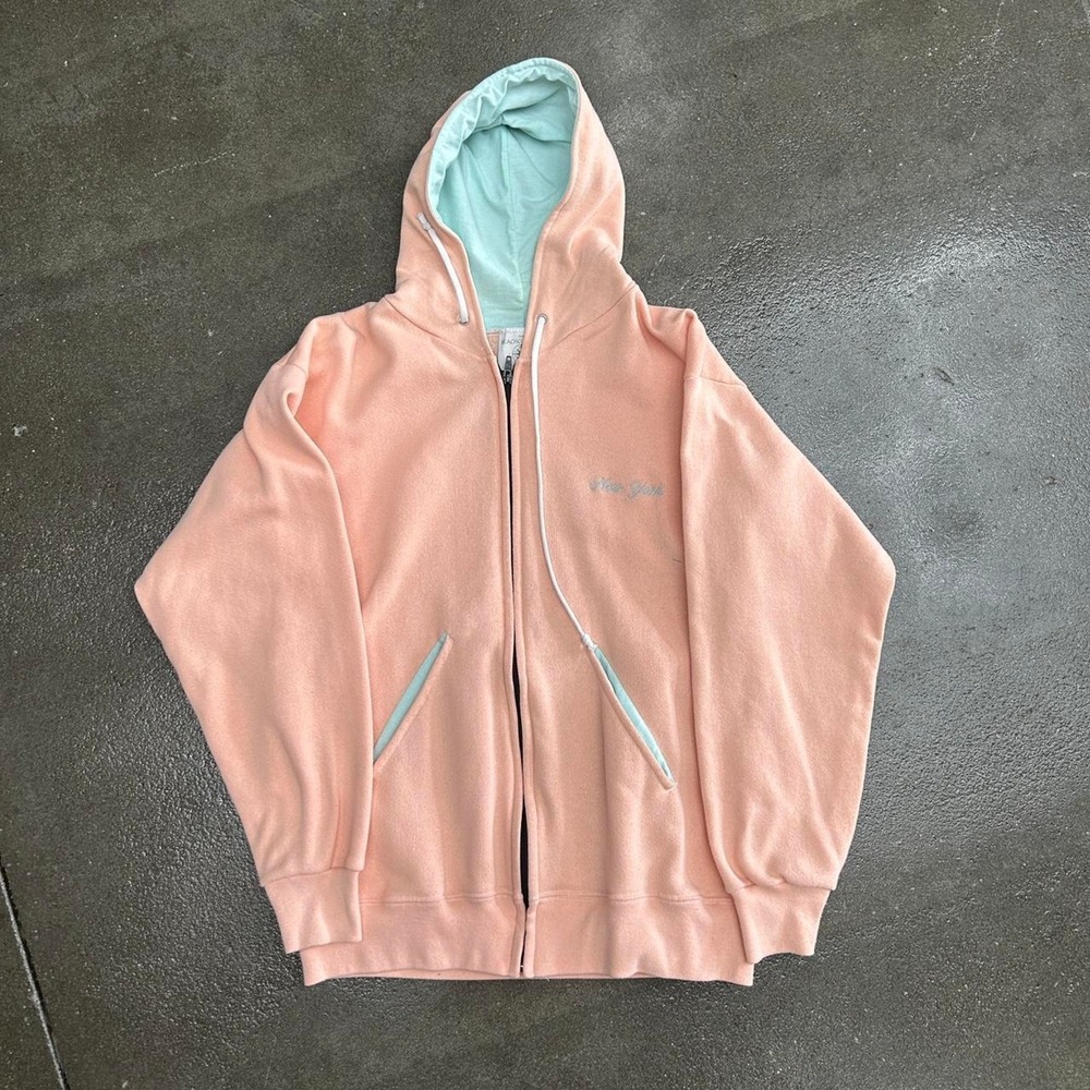 Vintage Beachcombers International New York Pink Size Large ZIp Up Hoodie